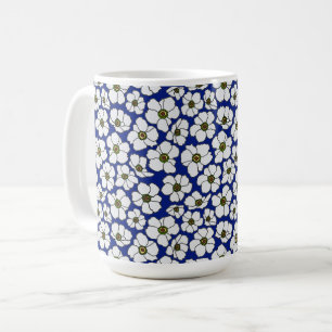Caneca De Café Flores Silvestres Boho em Azul