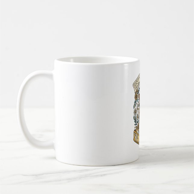Caneca De Café Flores Silvestres Cavalos Selvagens Floral Ocident (Esquerda)