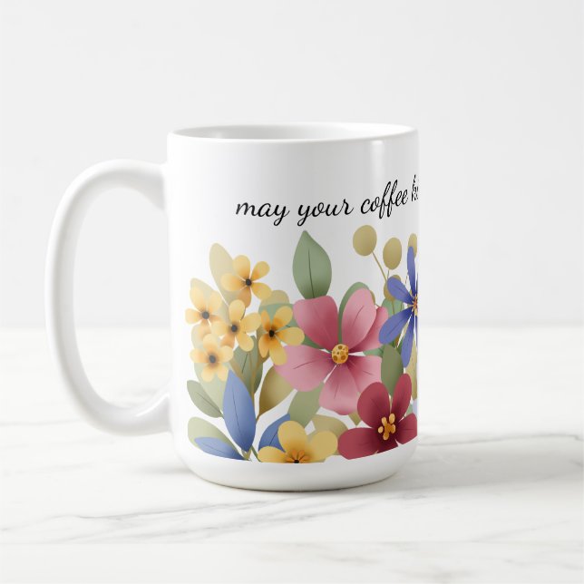 Caneca De Café Flores Silvestres, Citação de Café, Floral Caprich (Esquerda)
