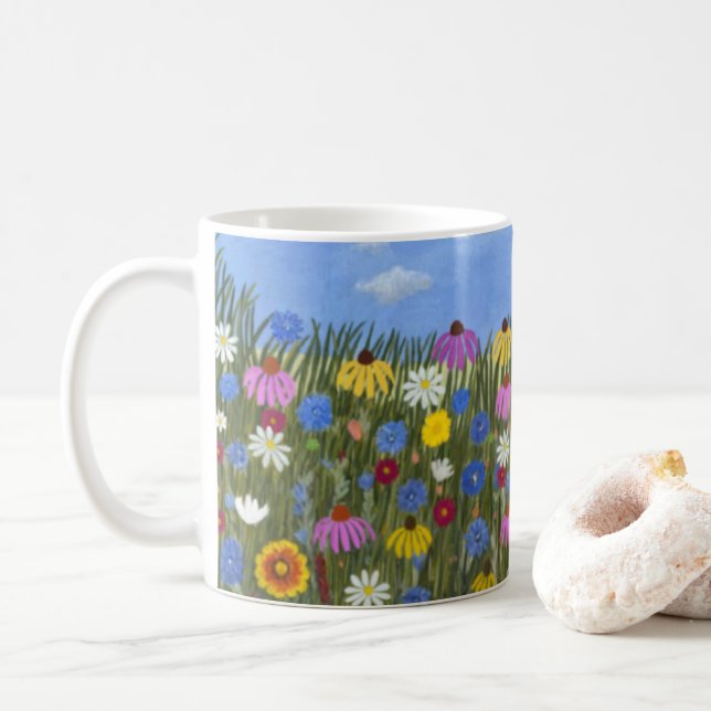 Caneca De Café Flores Silvestres com Margaridas Clássico (Com Donut)