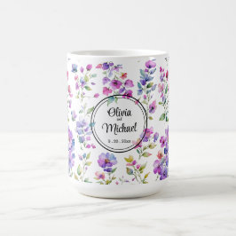 Caneca De Café Flores silvestres cor-de-rosa-rosa-Elegante