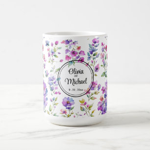 Caneca De Café Flores silvestres cor-de-rosa-rosa-Elegante