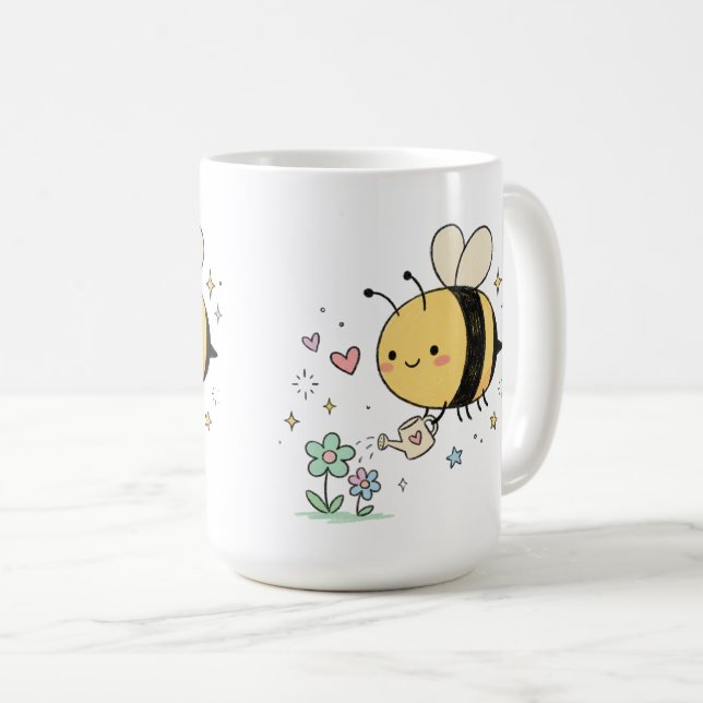 Caneca De Café Flores Silvestres de Abelhas Polinizadoras para Ja (Frente Esquerda)