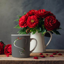 Caneca De Café Flores silvestres de aquarela monograma cinza cane