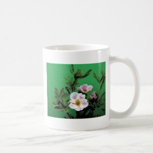 Caneca De Café flores silvestres de rosa rosa em verde, Elegante