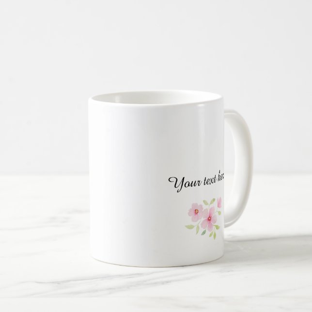 Caneca De Café Flores Silvestres Delicadas em Aquarela (Frente Esquerda)