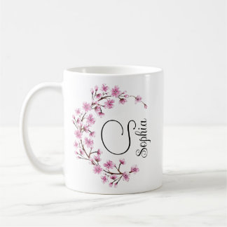 Caneca De Café Flores silvestres do arco-íris monograma ilustrada