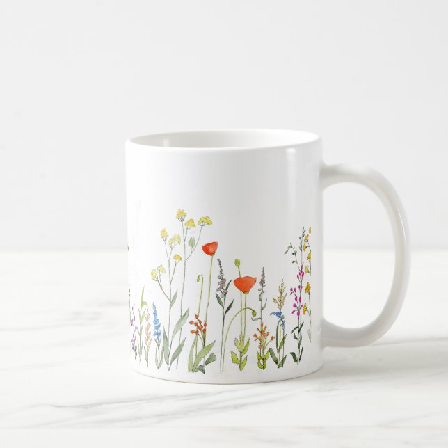 Caneca De Café Flores silvestres em aquarelas Coffee Mug (Direita)