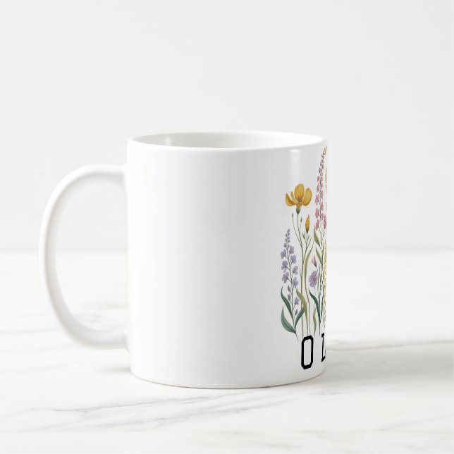 Caneca De Café Flores silvestres simples e elegantes fofas e femi (Esquerda)