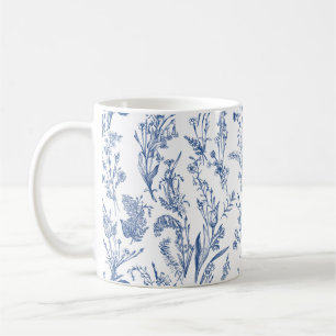 Caneca De Café Flores Silvestres Toile Azul Floral