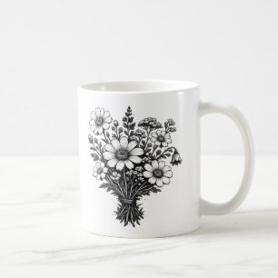 Caneca De Café Flores silvestres vintage arte floral botânico lin