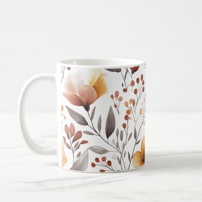 Caneca De Café Flores Sublimação do Padrão Floral- 95653 (Esquerda)