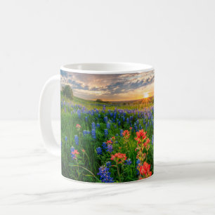 Caneca De Café Flores Texas Bluebonnets e Pincel da Índia