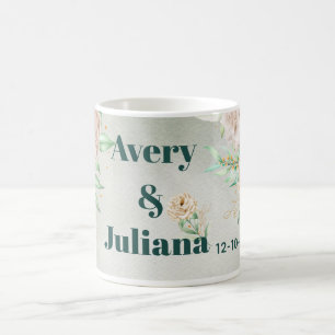Caneca De Café Flores Tons Terrosos Boho Elegante Verde Sage