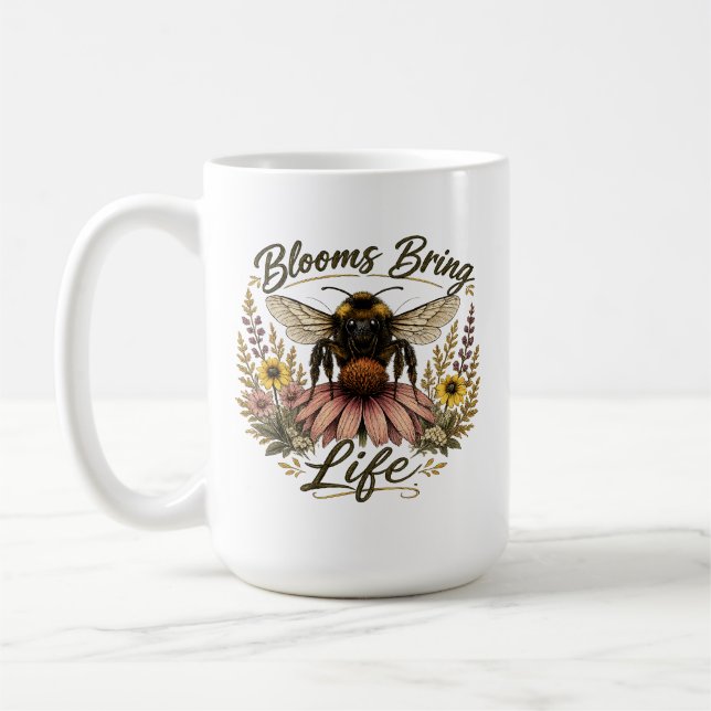 Caneca De Café Flores Trazem Vida (Esquerda)