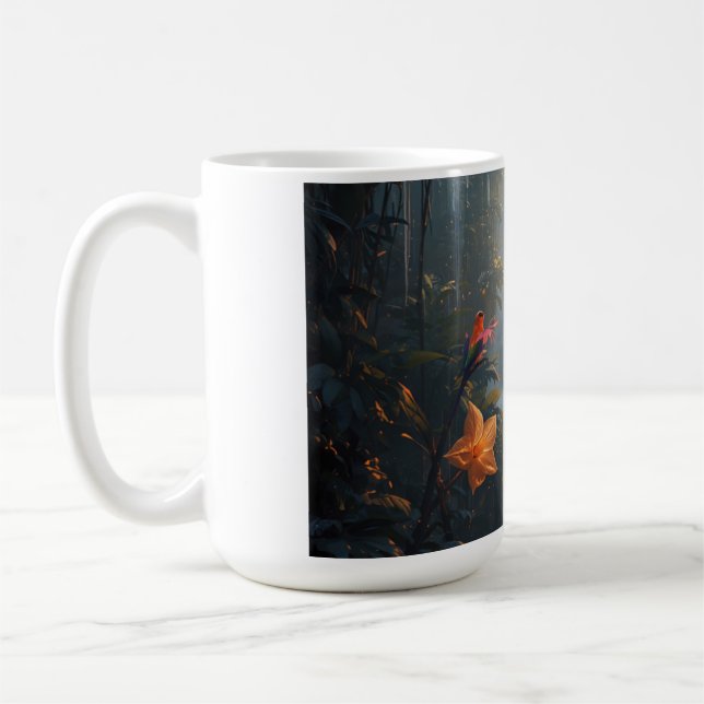 Caneca De Café Flores Tropicais Brilhantes Fantasia (Esquerda)