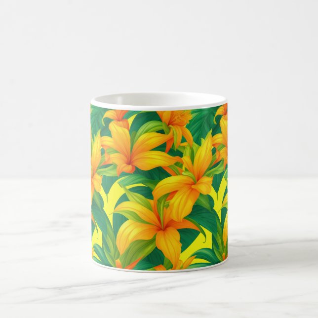Caneca De Café Flores Tropicais Coloridas (Centro)
