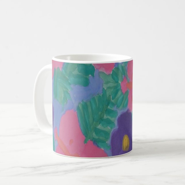 Caneca De Café Flores Tropicais de Hibisco (Frente Esquerda)