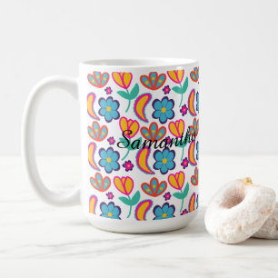 Caneca De Café Flores Únicas Coloridas