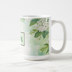 Caneca De Café Flores Verde Modernas Aquarela & personalizar