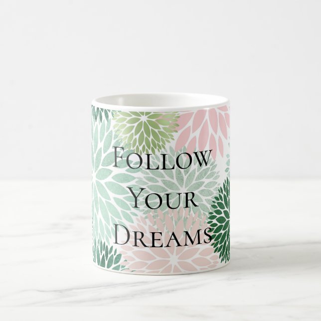 Caneca De Café Flores Verdes na moda Quadradas (Centro)