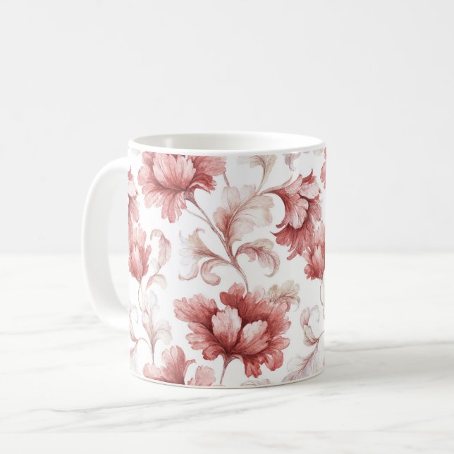 Caneca De Café Flores Vermelhas Chiques (Frente Esquerda)
