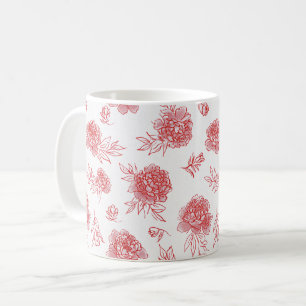 Caneca De Café Flores Vermelhas Chiques