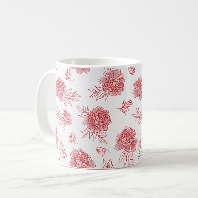 Caneca De Café Flores Vermelhas Chiques (Frente Esquerda)