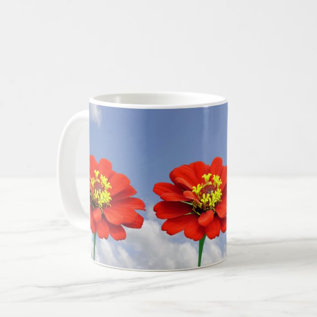 Caneca De Café Flores vermelhas da Zinnia Mug (Frente Esquerda)