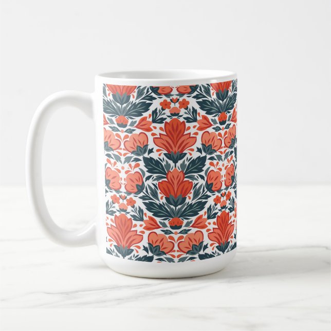 Caneca De Café Flores vermelhas decorativas (Esquerda)