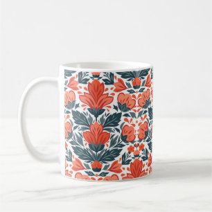 Caneca De Café Flores vermelhas decorativas