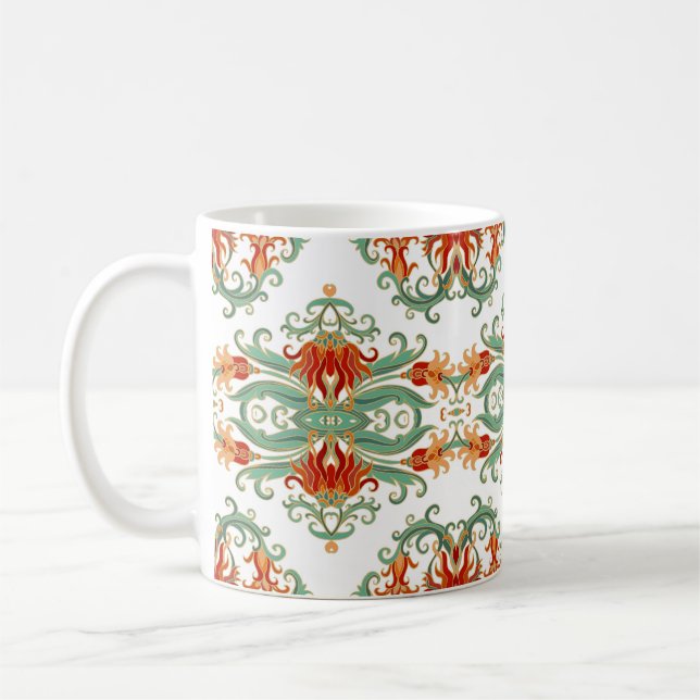 Caneca De Café Flores Vermelhas Estilo Chinês Ornamental (Esquerda)