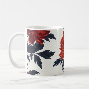 Caneca De Café Flores Vermelhas Mugs- impressão floral de vindima