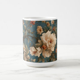 Caneca De Café Flores Vermelhos Esforçadas, Brancas e Corais Esma