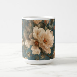 Caneca De Café Flores Vermelhos Esforçadas, Brancas e Corais Esma
