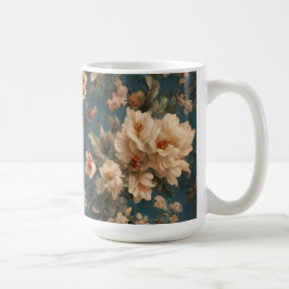 Caneca De Café Flores Vermelhos Esforçadas, Brancas e Corais Esma