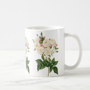 Caneca De Café Flores Vintage Florescer Bege Rosa Noisette Vermel