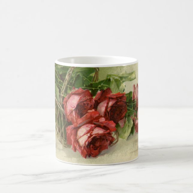 Caneca De Café Flores Vitorianas Antigas, Rosas Vermelhas (Centro)