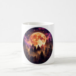 Caneca de Café Floresta da Lua Dourada de Outono