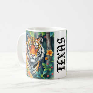 Caneca De Café Floresta de aquarela silvestre de tigre selvagem p