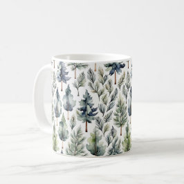 Caneca De Café Floresta de Árvore de Aquarela Padrada