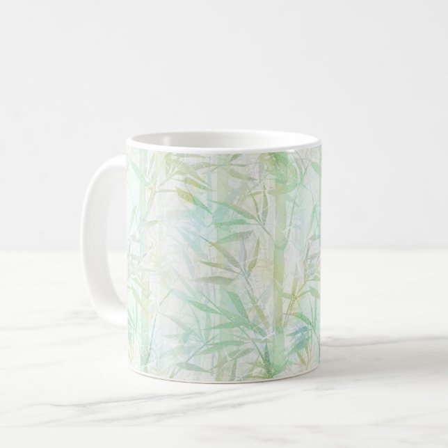 Caneca De Café Floresta de bambu no nevoeiro. (Frente Esquerda)