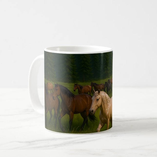 Caneca De Café Floresta de Cavalos Selvagens (Frente Esquerda)