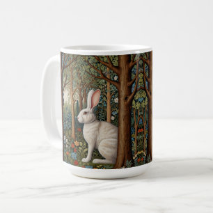 Caneca De Café Floresta de coelho branco-boro-branco-retrô Elegan