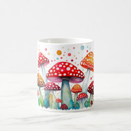 Caneca De Café Floresta de cogumelos bonita em estilo aquarela fu