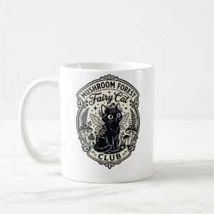 Caneca De Café Floresta de Cogumelos Fada Gato Gato Engraçado Grá