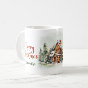 Caneca De Café Floresta de inverno Cozy de Natal com gnomo