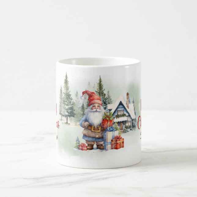 Caneca De Café Floresta de inverno Cozy de Natal com gnomo (Centro)