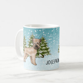 Caneca De Café Floresta de inverno de Terrier Snowy, com revestim