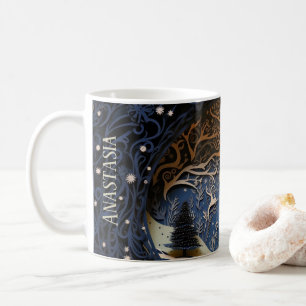 Caneca De Café Floresta de inverno Mágica e Nostálgica